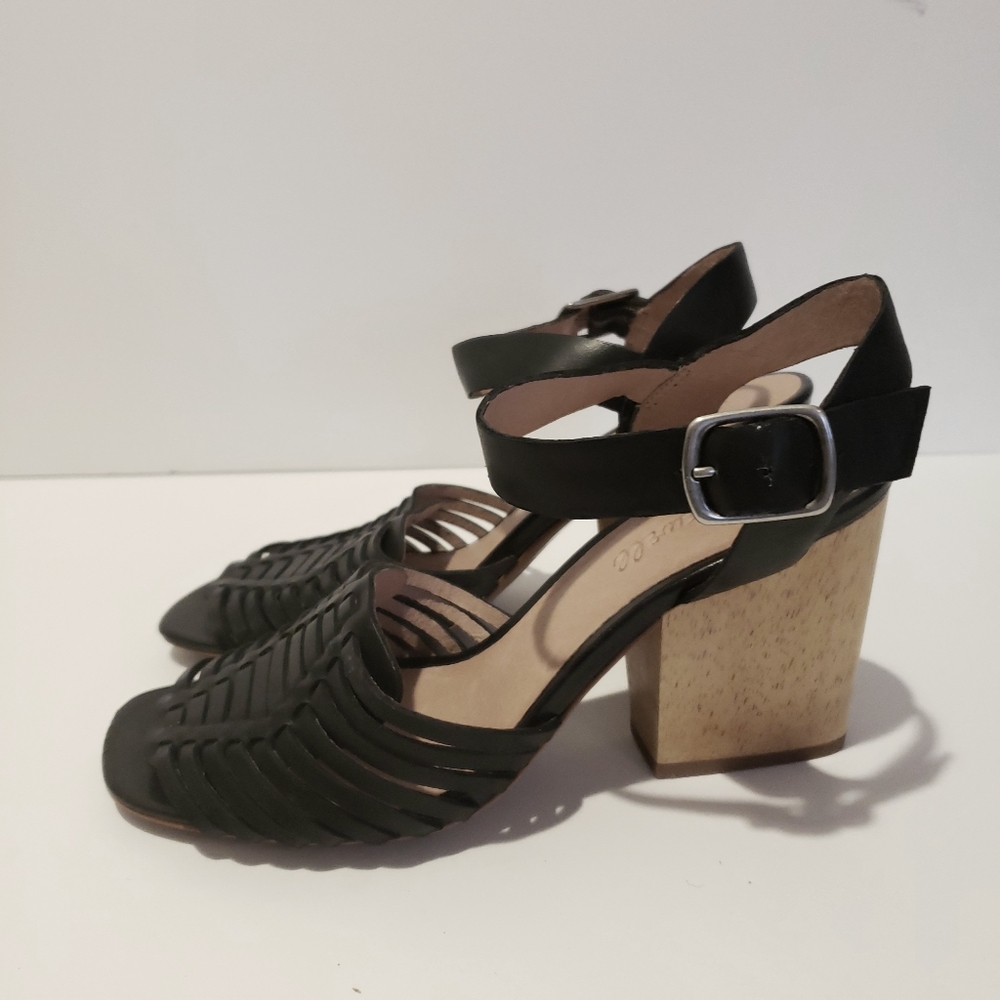 LAST CHANCE Madewell Willa Diamond Heel Black Sandals